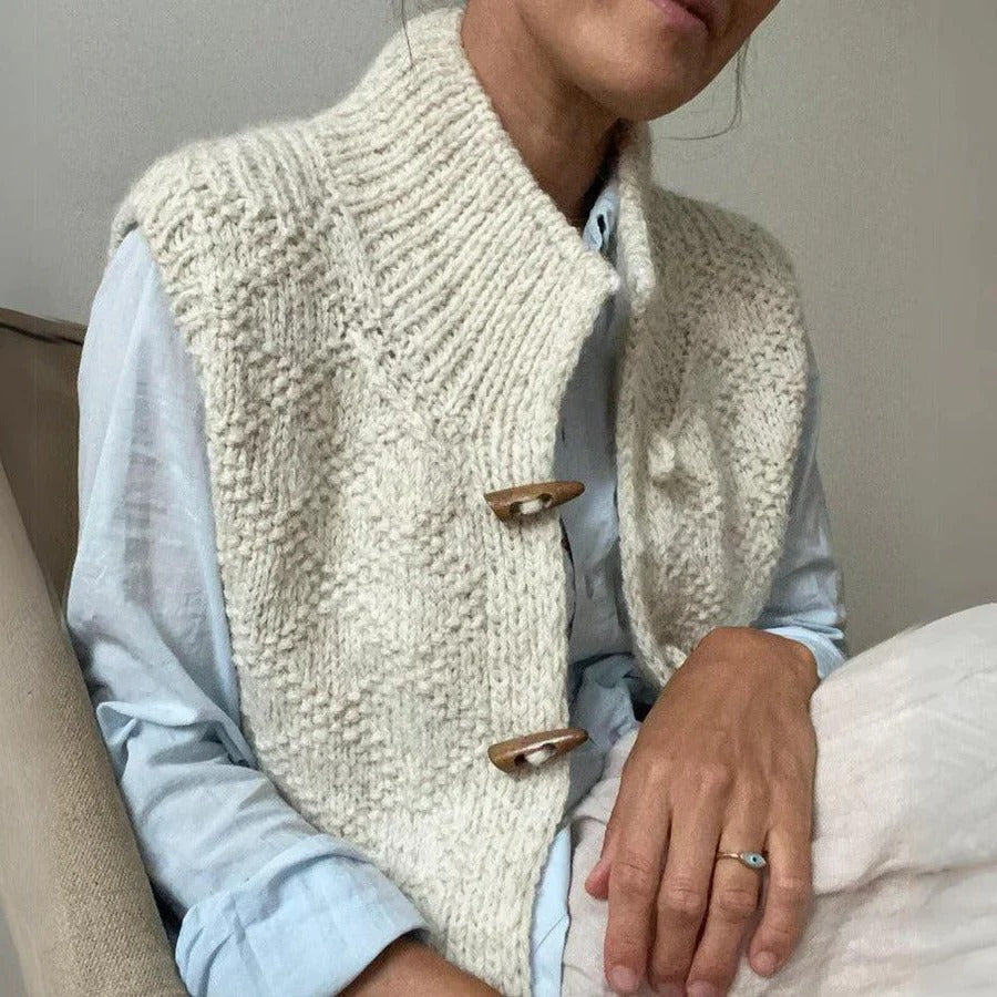 Women sleeveless vest sweater structured layering neutral style
