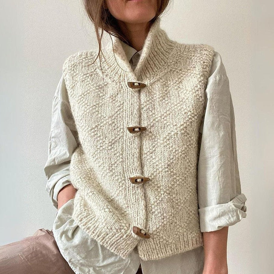Women sleeveless vest sweater structured layering neutral style