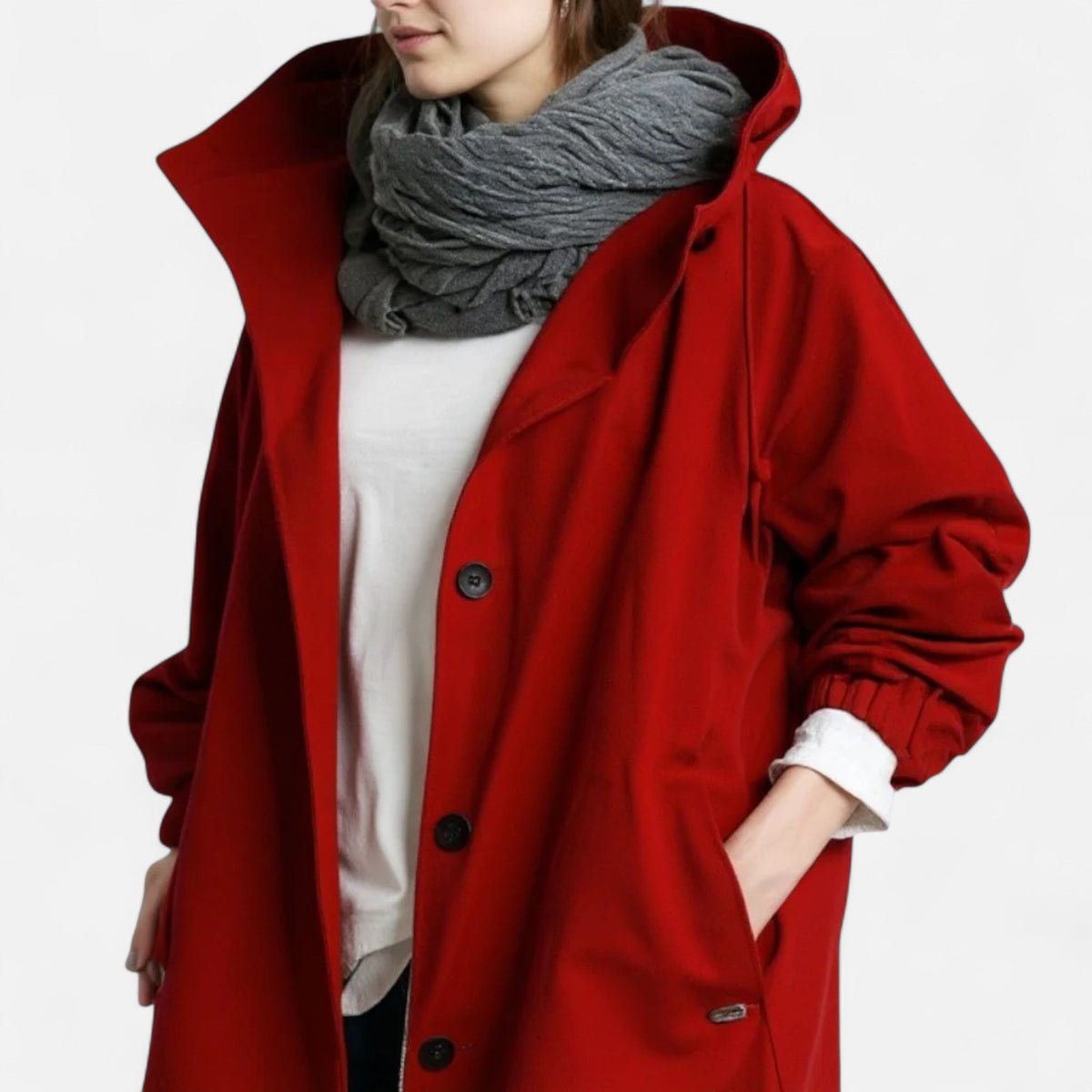 Women Waterproof Trench Coat with Hood
