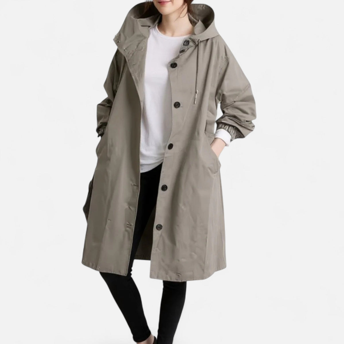 Women Waterproof Trench Coat with Hood
