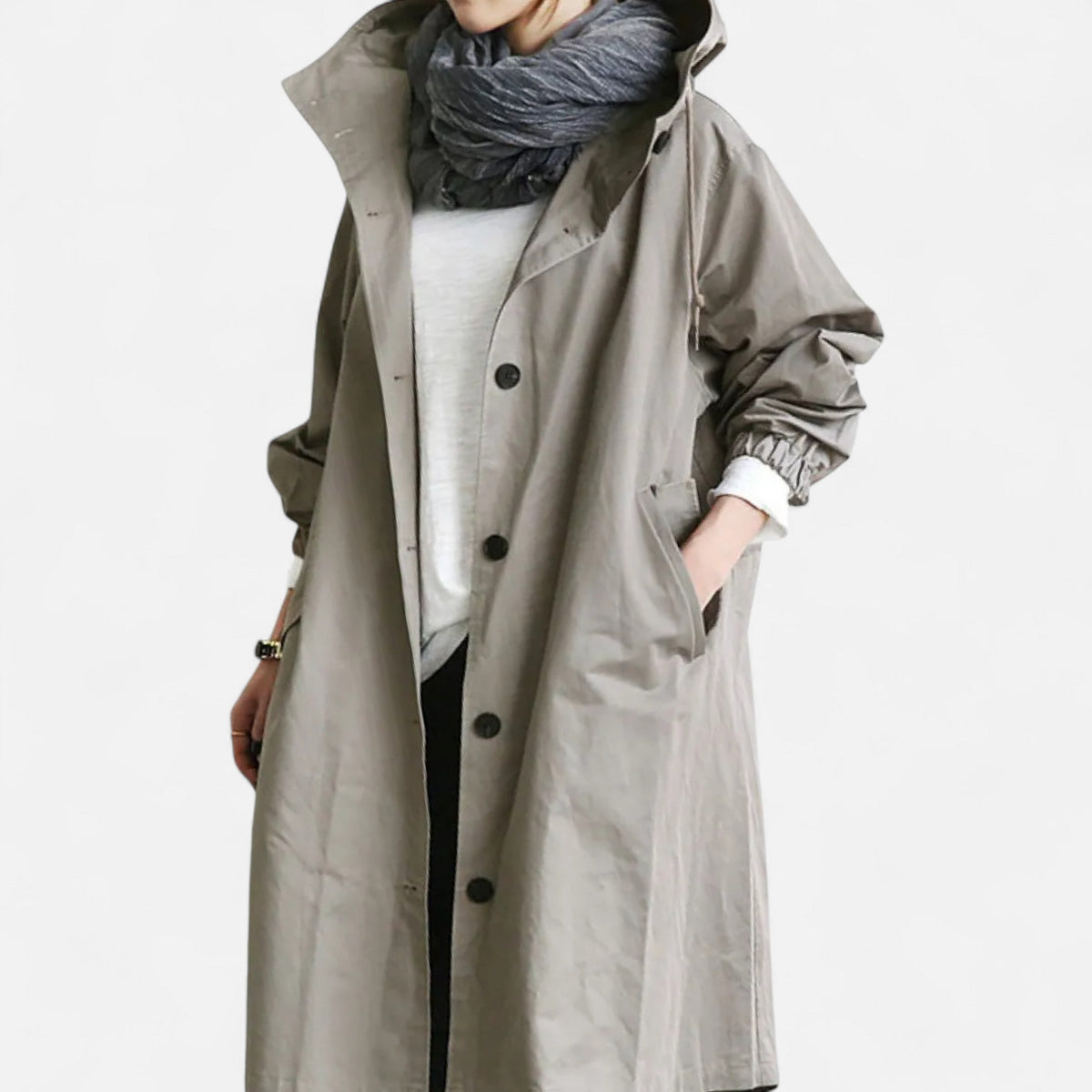 Women Waterproof Trench Coat with Hood