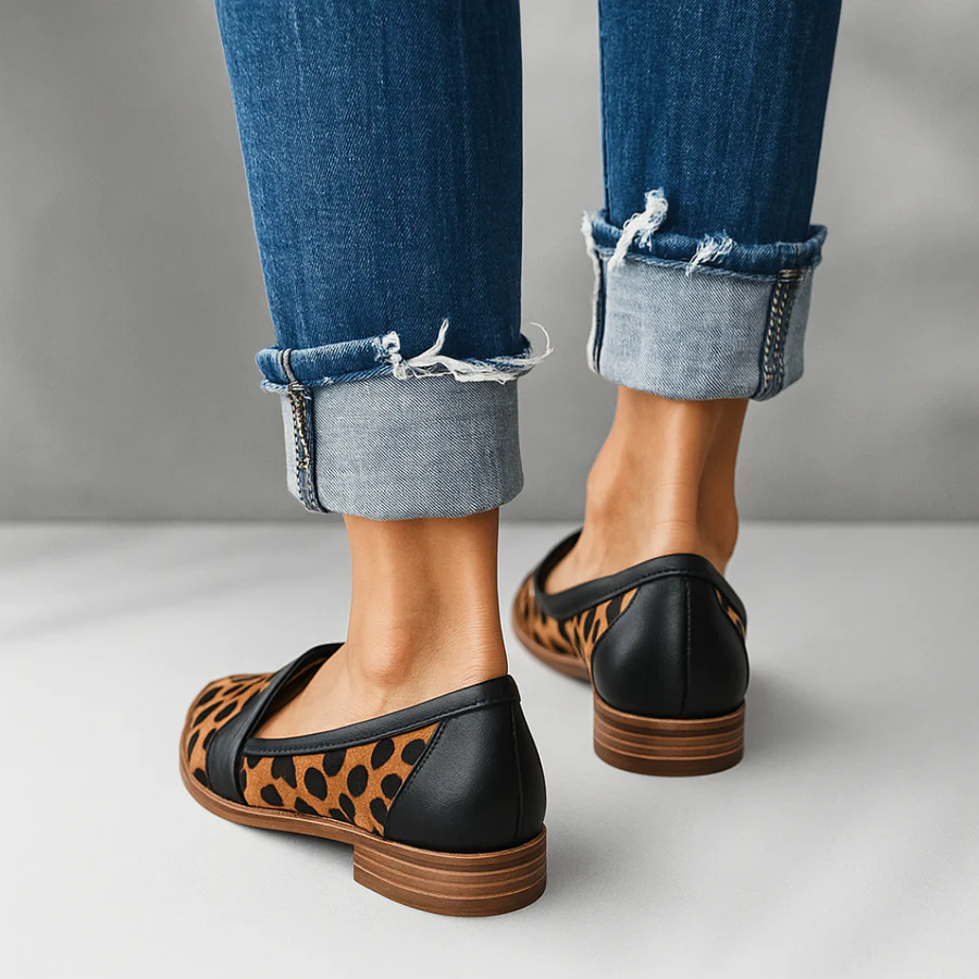 Women orthopedic moccasin shoes slip-on with arch support and non-slip rubber sole