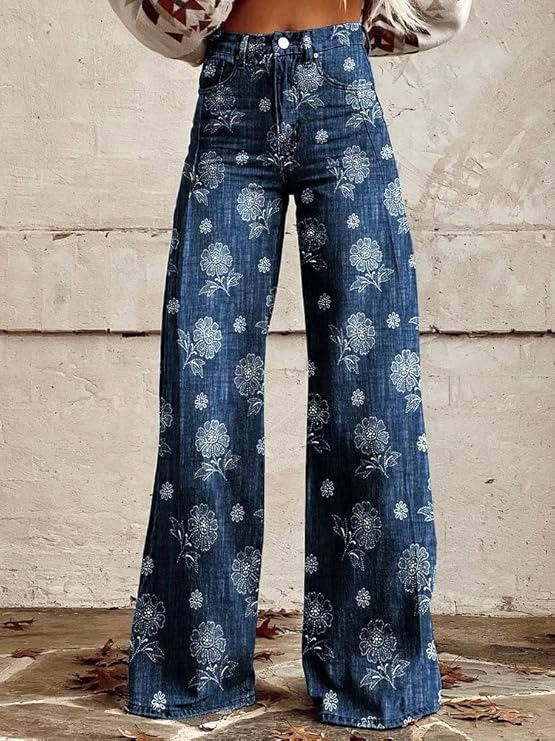 Women's Floral Pants | High Waist, Bell Leg