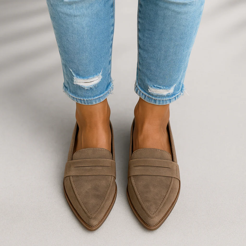 Women orthopedic moccasin shoes slip-on with arch support and non-slip rubber sole