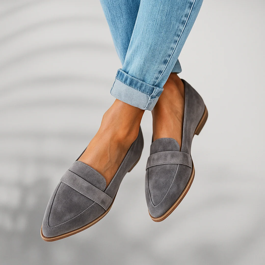 Women orthopedic moccasin shoes slip-on with arch support and non-slip rubber sole