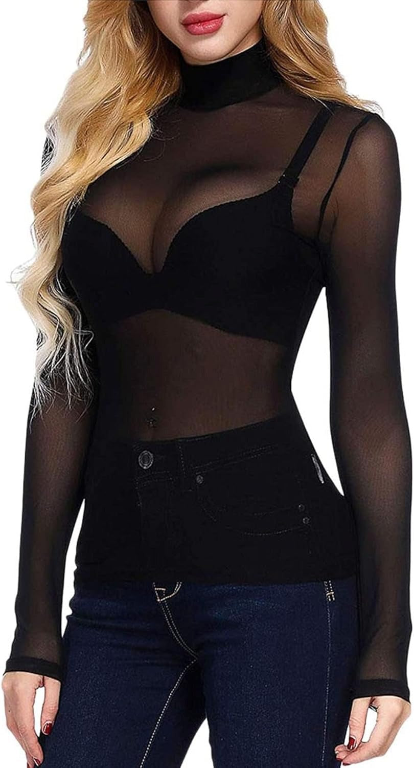 Mesh Top | Sheer mesh blouse | Long sleeve, elegant style