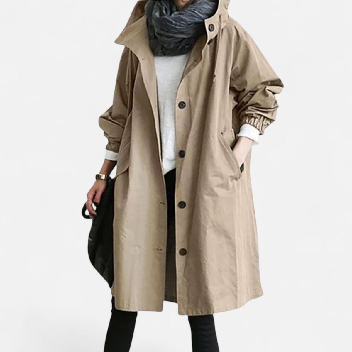 Women Waterproof Trench Coat with Hood