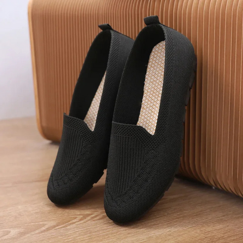 Women knit slip-on loafers breathable lightweight flat shoe