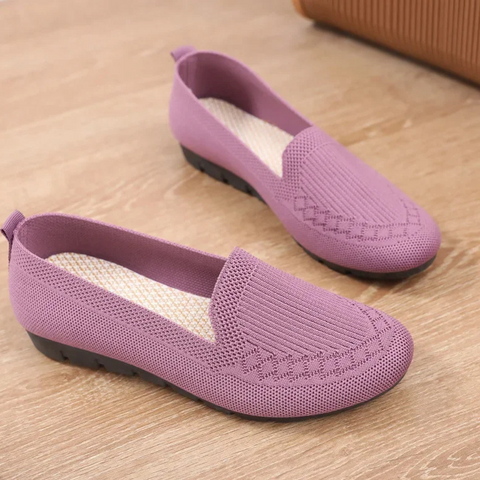 Women knit slip-on loafers breathable lightweight flat shoe