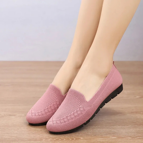 Women knit slip-on loafers breathable lightweight flat shoe