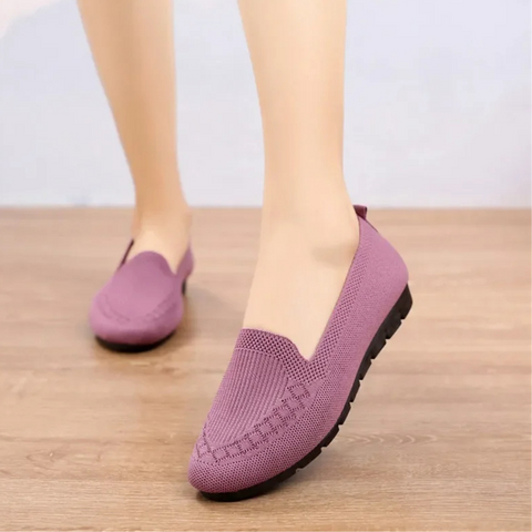Women knit slip-on loafers breathable lightweight flat shoe