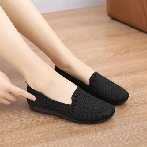 Women knit slip-on loafers breathable lightweight flat shoe