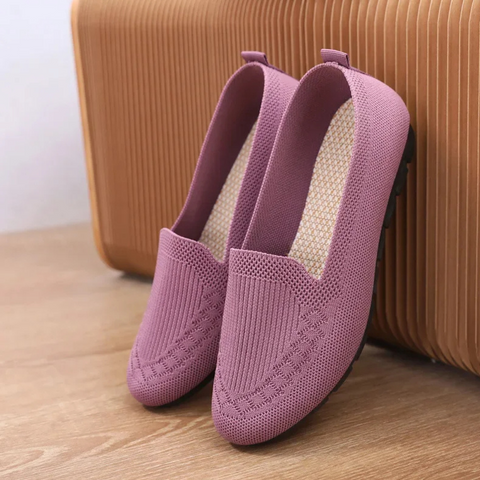 Women knit slip-on loafers breathable lightweight flat shoe