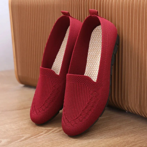 Women knit slip-on loafers breathable lightweight flat shoe