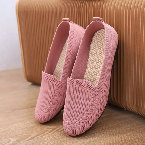 Women knit slip-on loafers breathable lightweight flat shoe