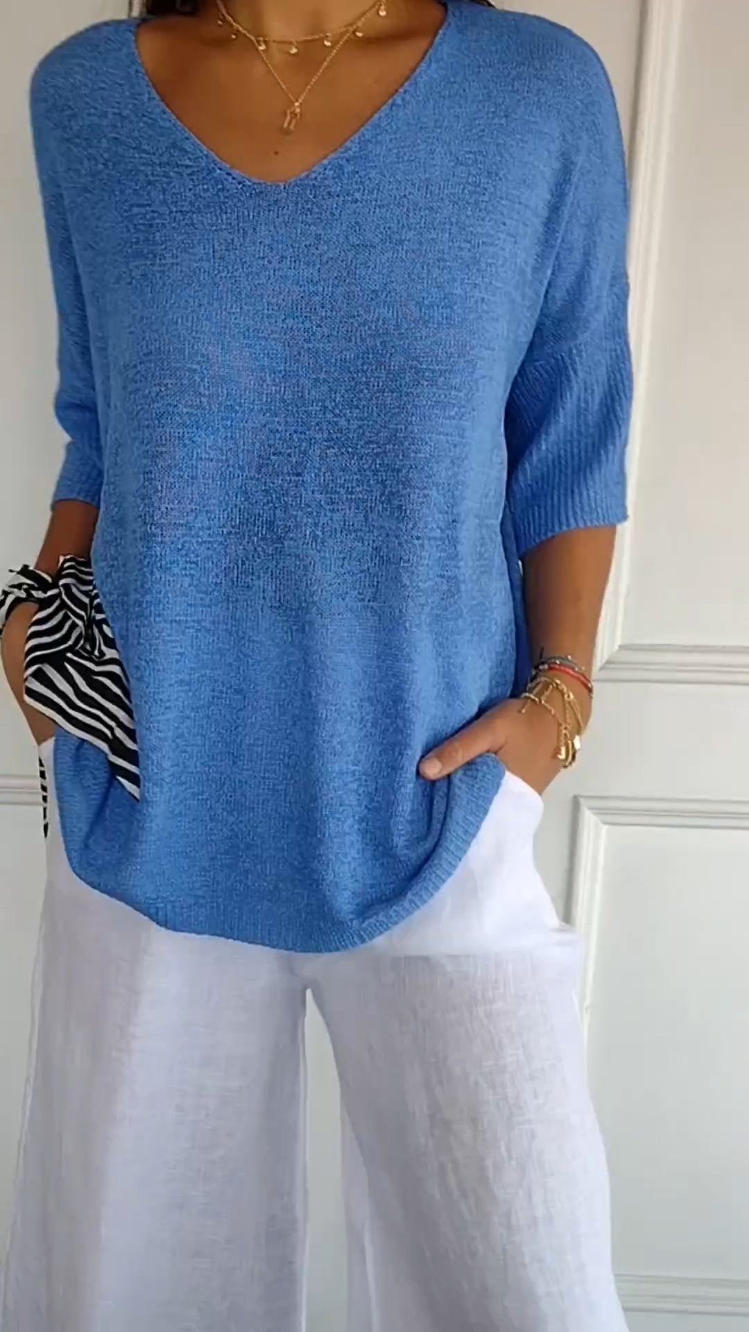 Women's Sweater | V-Neck, Long Sleeve | Breathable Knit