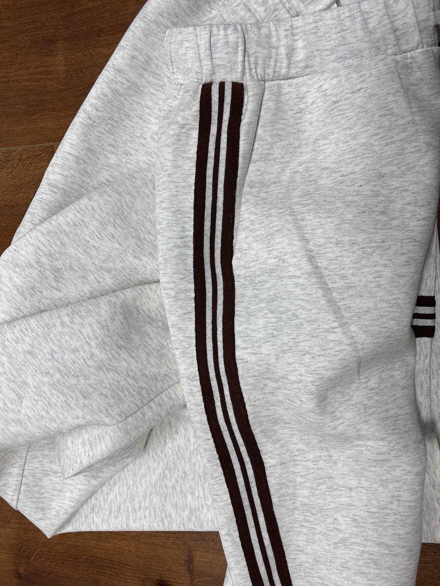 Womens 2 piece zip sweatshirt wide leg set with ribbed knit half zip top
