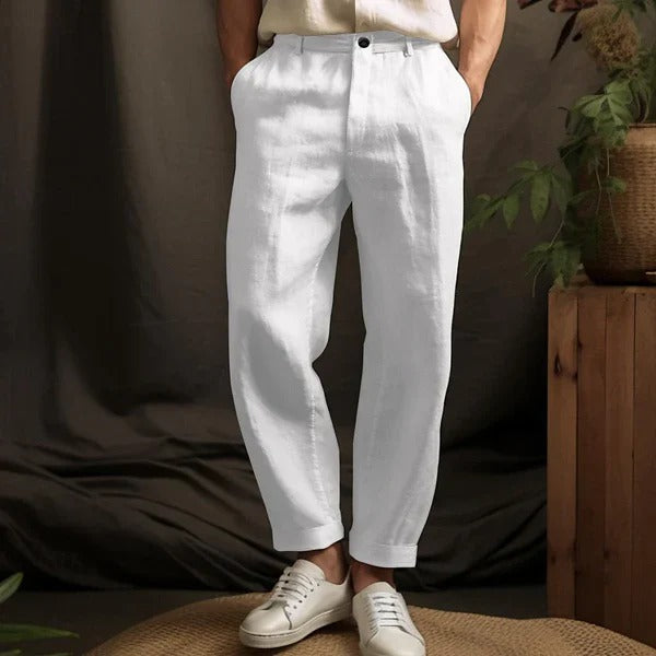 Men's Linen Pants | Breathable, Lightweight | Khaki, White, Green, Black