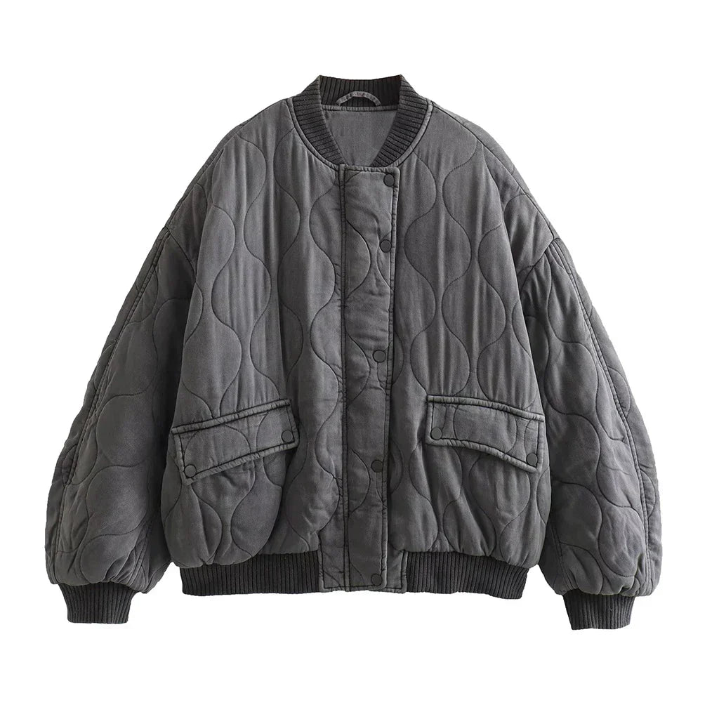Oversized Bomber Jacket Women | Grey, Modern Cut