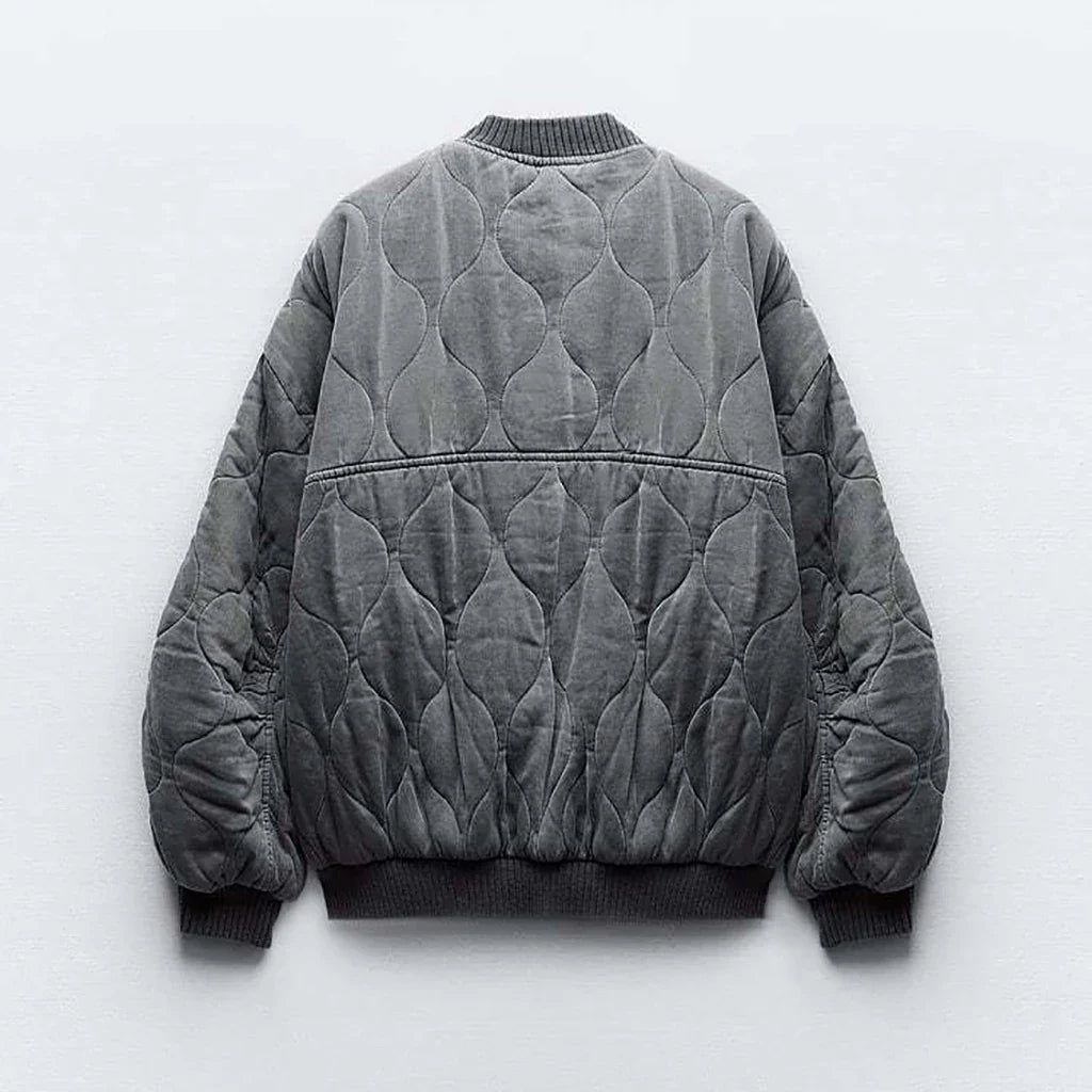 Oversized Bomber Jacket Women | Grey, Modern Cut