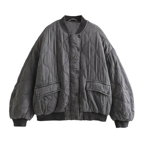 Oversized Bomber Jacket Women | Grey, Modern Cut