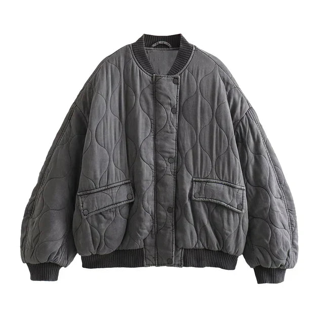 Oversized Bomber Jacket Women | Grey, Modern Cut