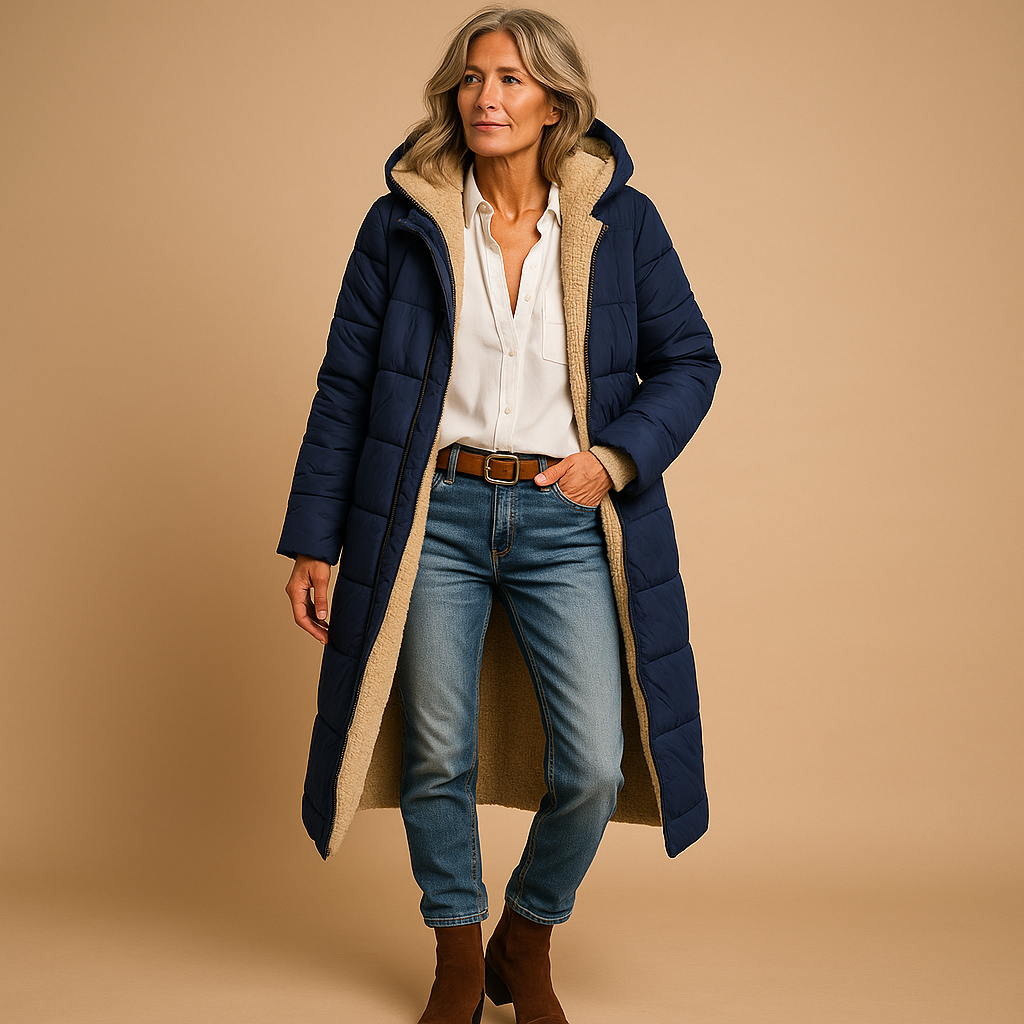 Women long winter coat modern fit full-length silhouette