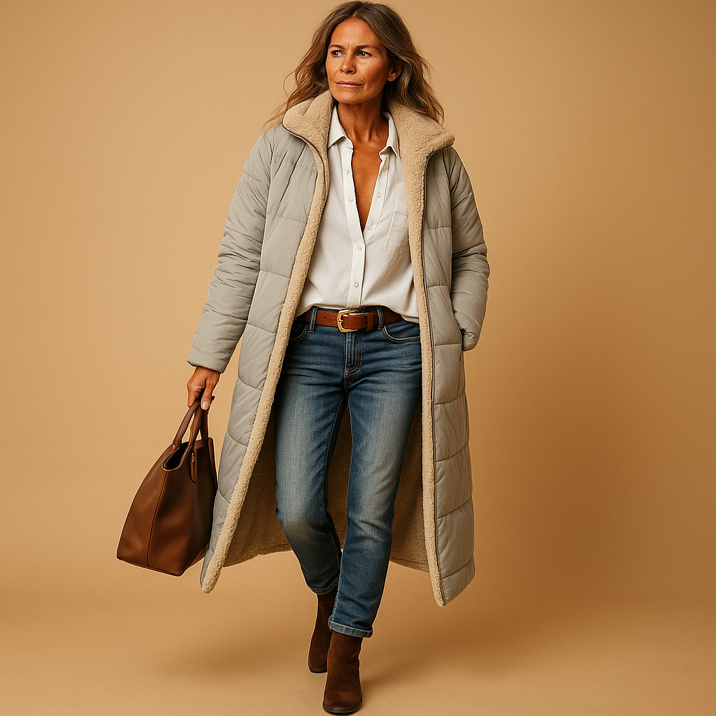 Women long winter coat modern fit full-length silhouette