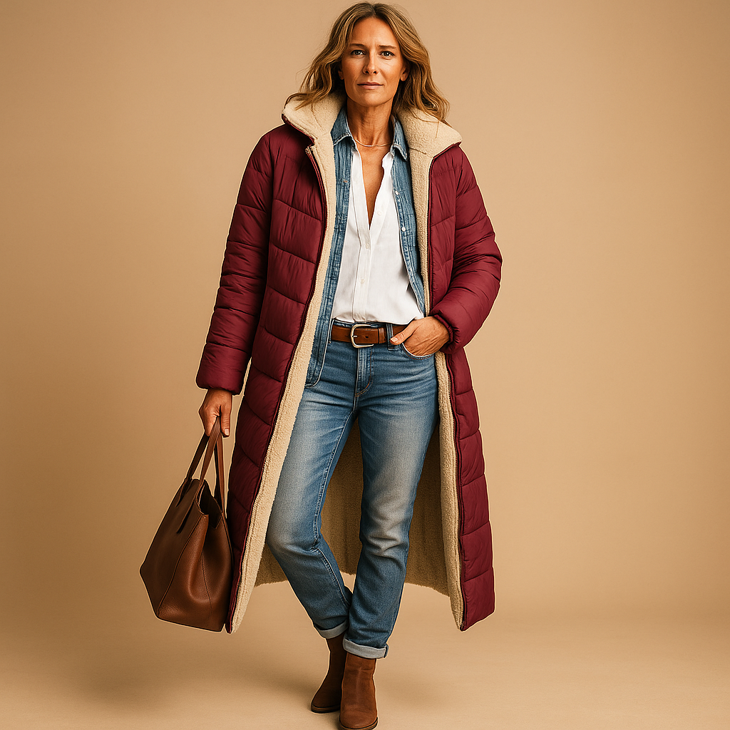 Women long winter coat modern fit full-length silhouette