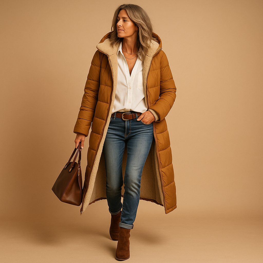 Women long winter coat modern fit full-length silhouette