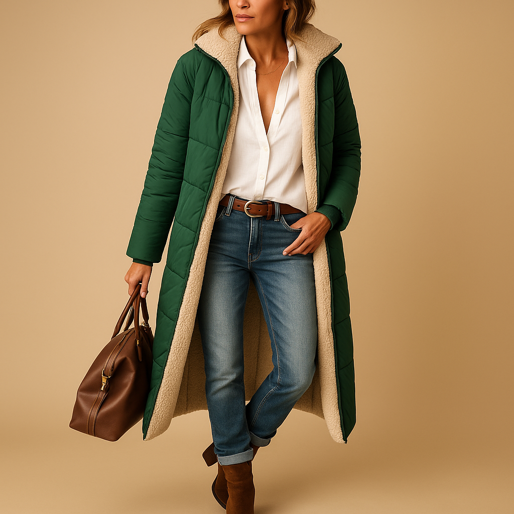 Women long winter coat modern fit full-length silhouette