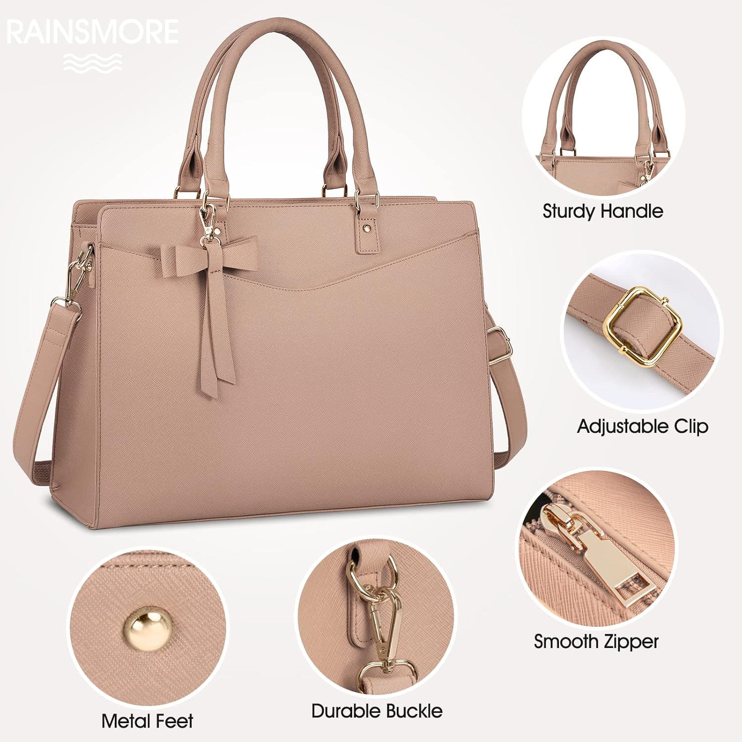 Laptop Bag for Women | Waterproof PU, Multi-Pocket Organizer