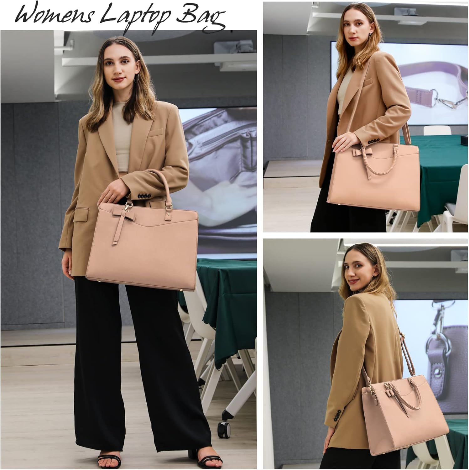 Laptop Bag for Women | Waterproof PU, Multi-Pocket Organizer