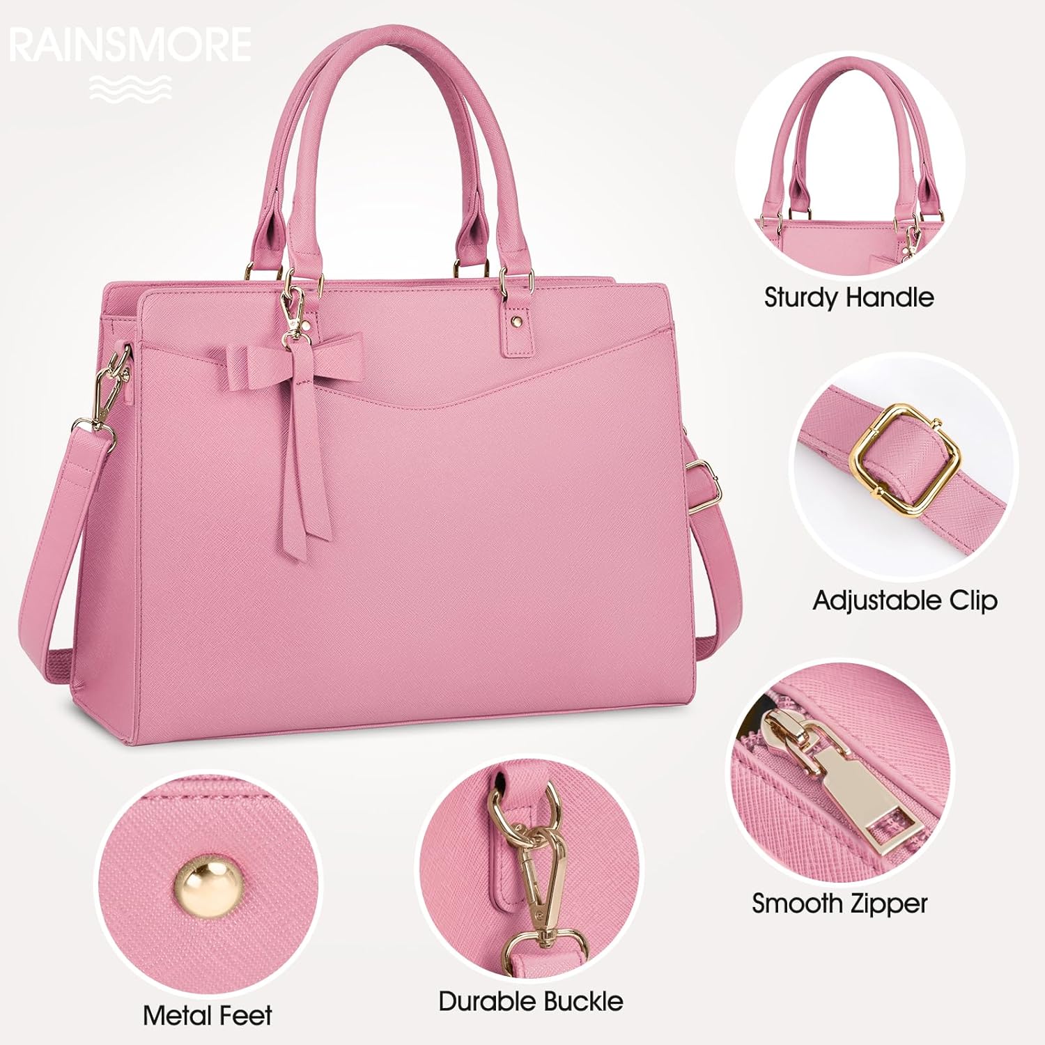 Laptop Bag for Women | Waterproof PU, Multi-Pocket Organizer