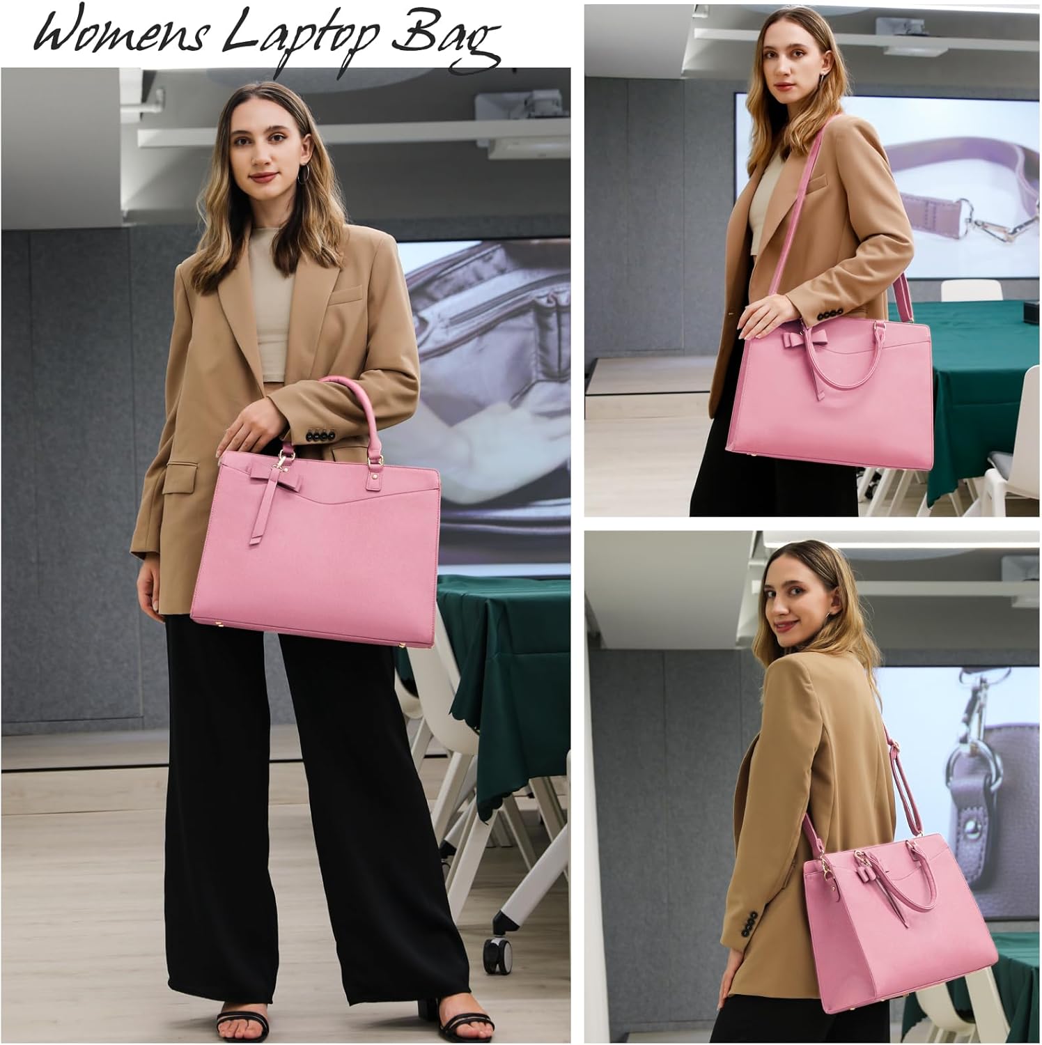 Laptop Bag for Women | Waterproof PU, Multi-Pocket Organizer