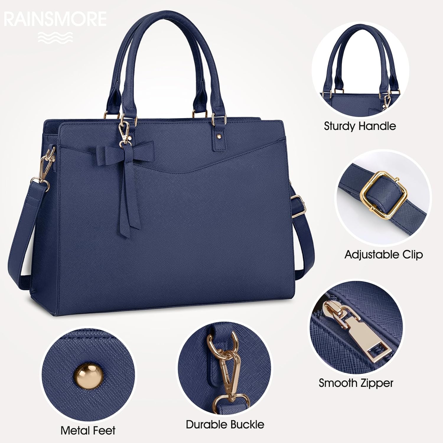 Laptop Bag for Women | Waterproof PU, Multi-Pocket Organizer