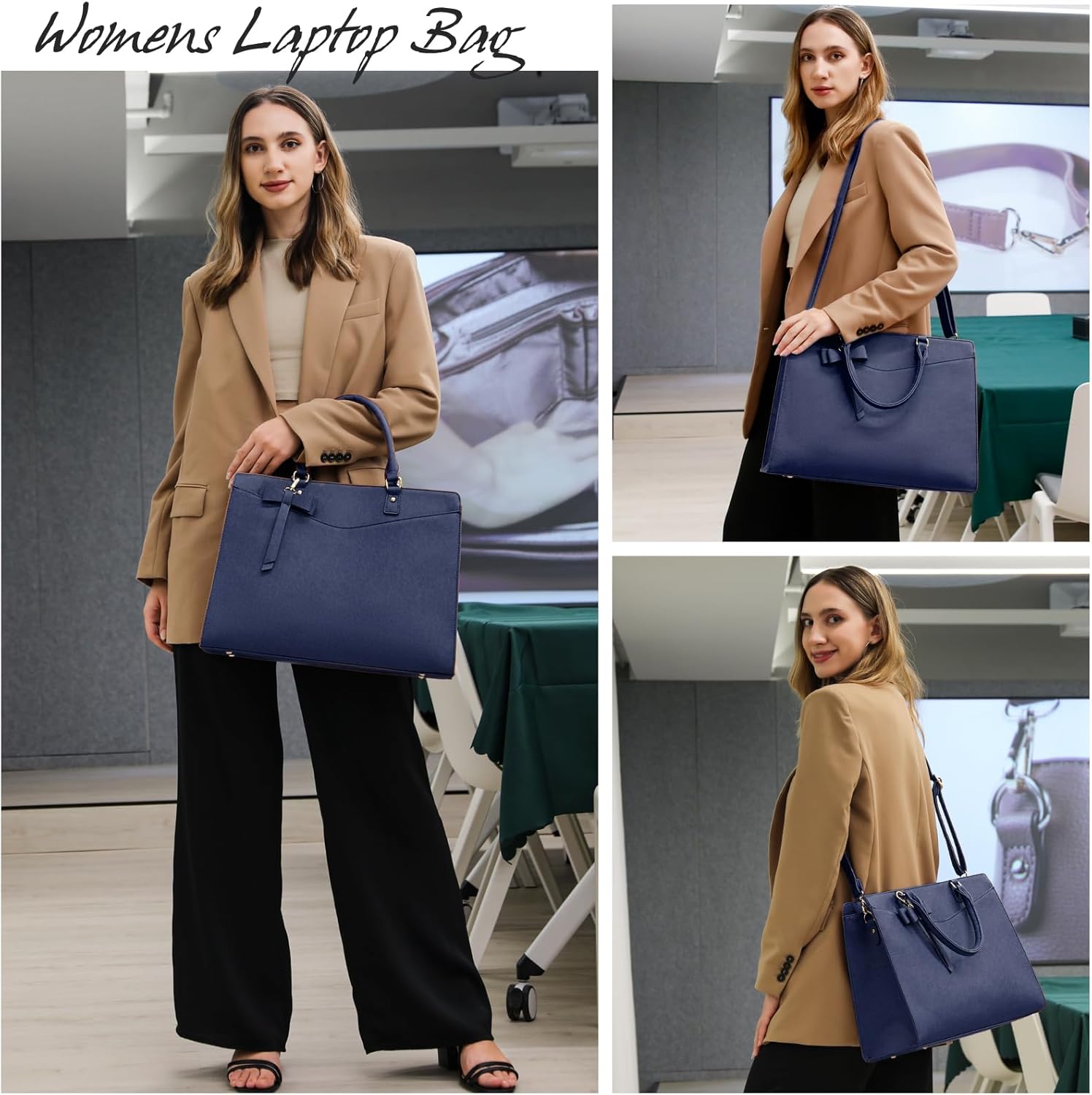 Laptop Bag for Women | Waterproof PU, Multi-Pocket Organizer