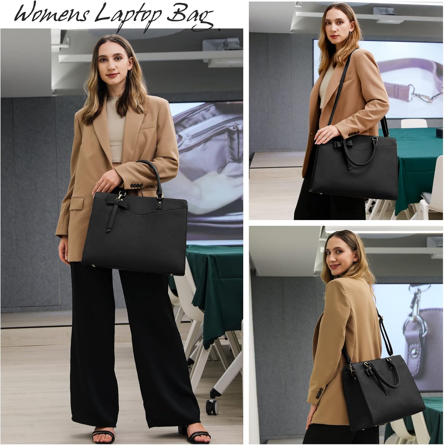 Laptop Bag for Women | Waterproof PU, Multi-Pocket Organizer