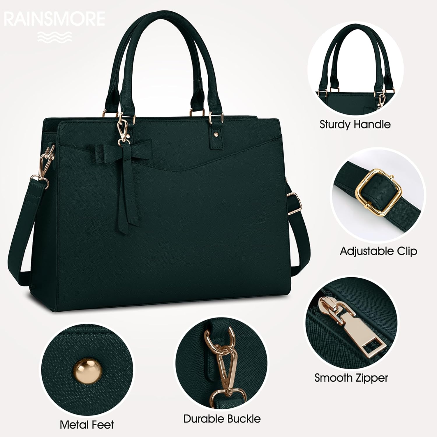 Laptop Bag for Women | Waterproof PU, Multi-Pocket Organizer