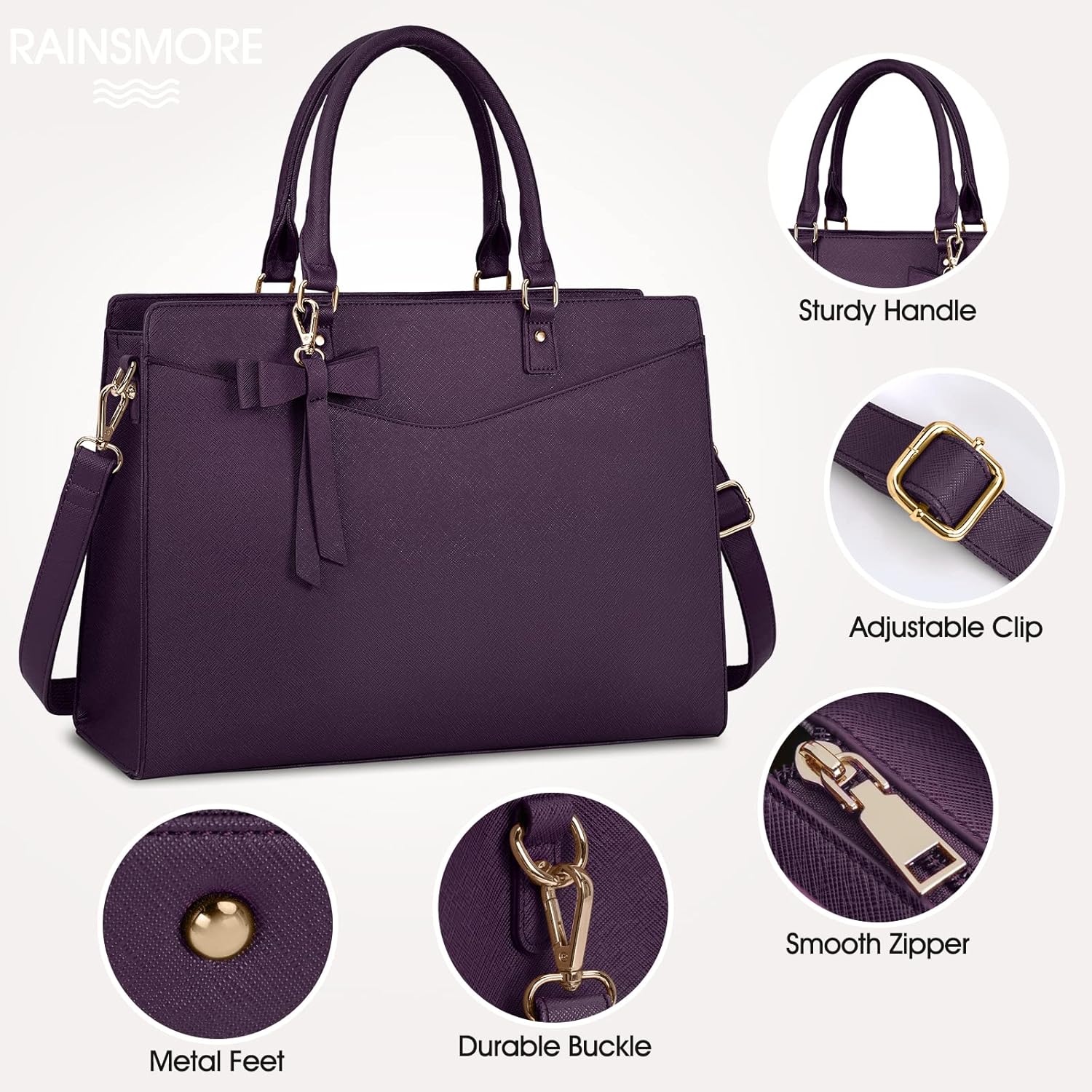 Laptop Bag for Women | Waterproof PU, Multi-Pocket Organizer