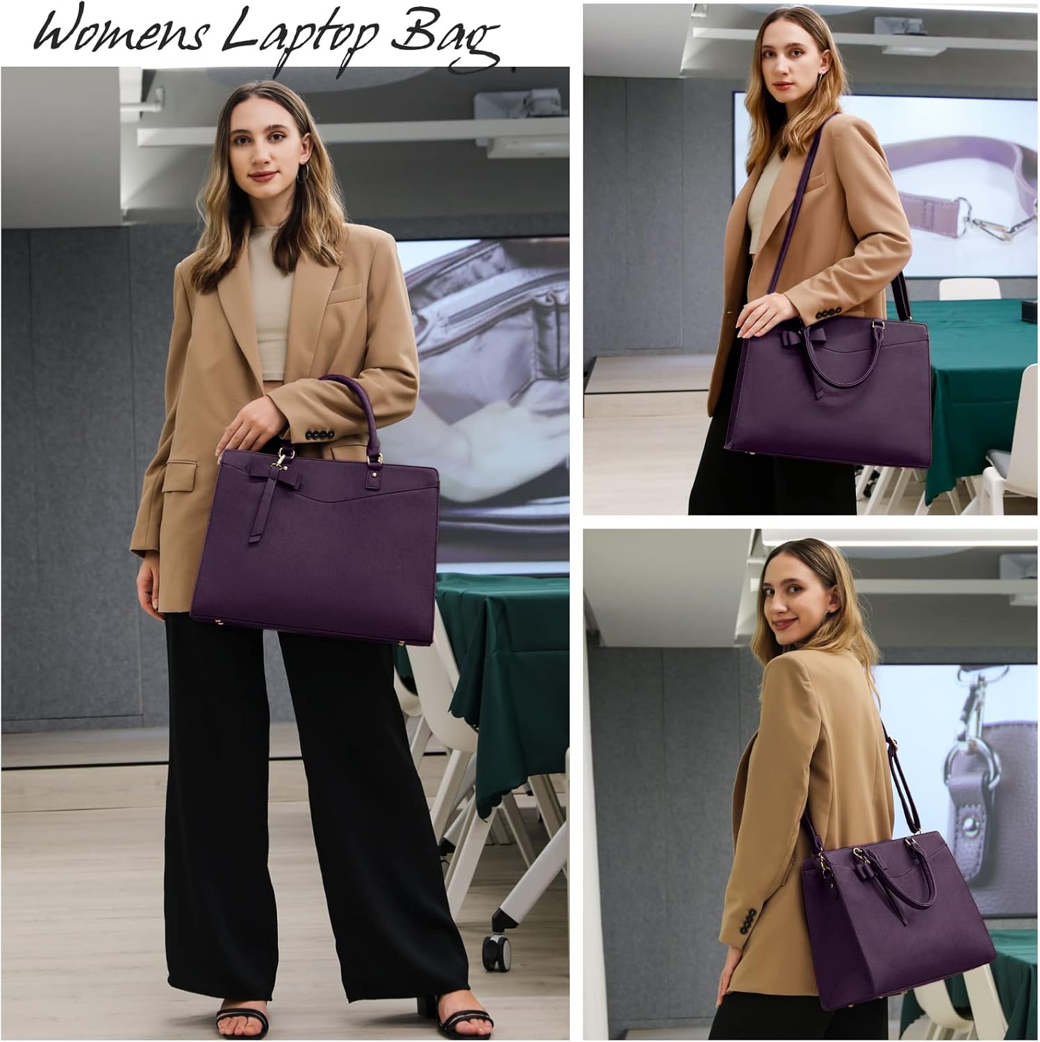 Laptop Bag for Women | Waterproof PU, Multi-Pocket Organizer
