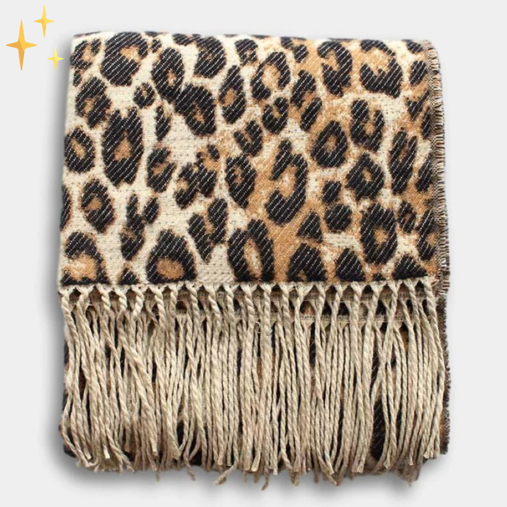 Women knit scarf leopard print winter soft wrap