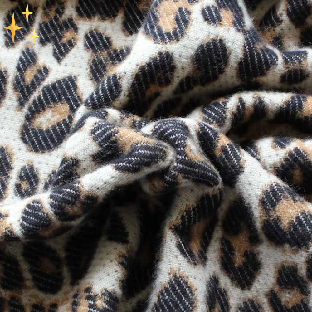 Women knit scarf leopard print winter soft wrap
