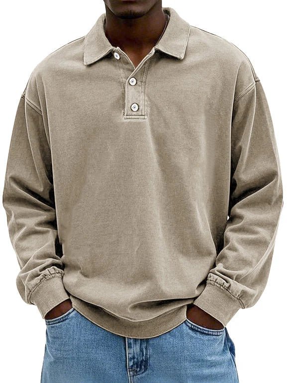 Men's T-shirts | Long Sleeve Polo, Cotton | Vintage Washed, Oversized