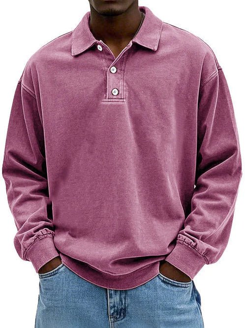 Men's T-shirts | Long Sleeve Polo, Cotton | Vintage Washed, Oversized