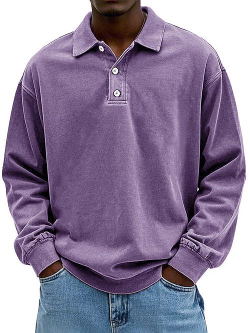 Men's T-shirts | Long Sleeve Polo, Cotton | Vintage Washed, Oversized