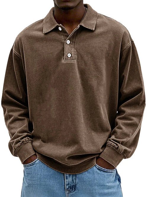 Men's T-shirts | Long Sleeve Polo, Cotton | Vintage Washed, Oversized