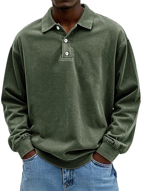 Men's T-shirts | Long Sleeve Polo, Cotton | Vintage Washed, Oversized