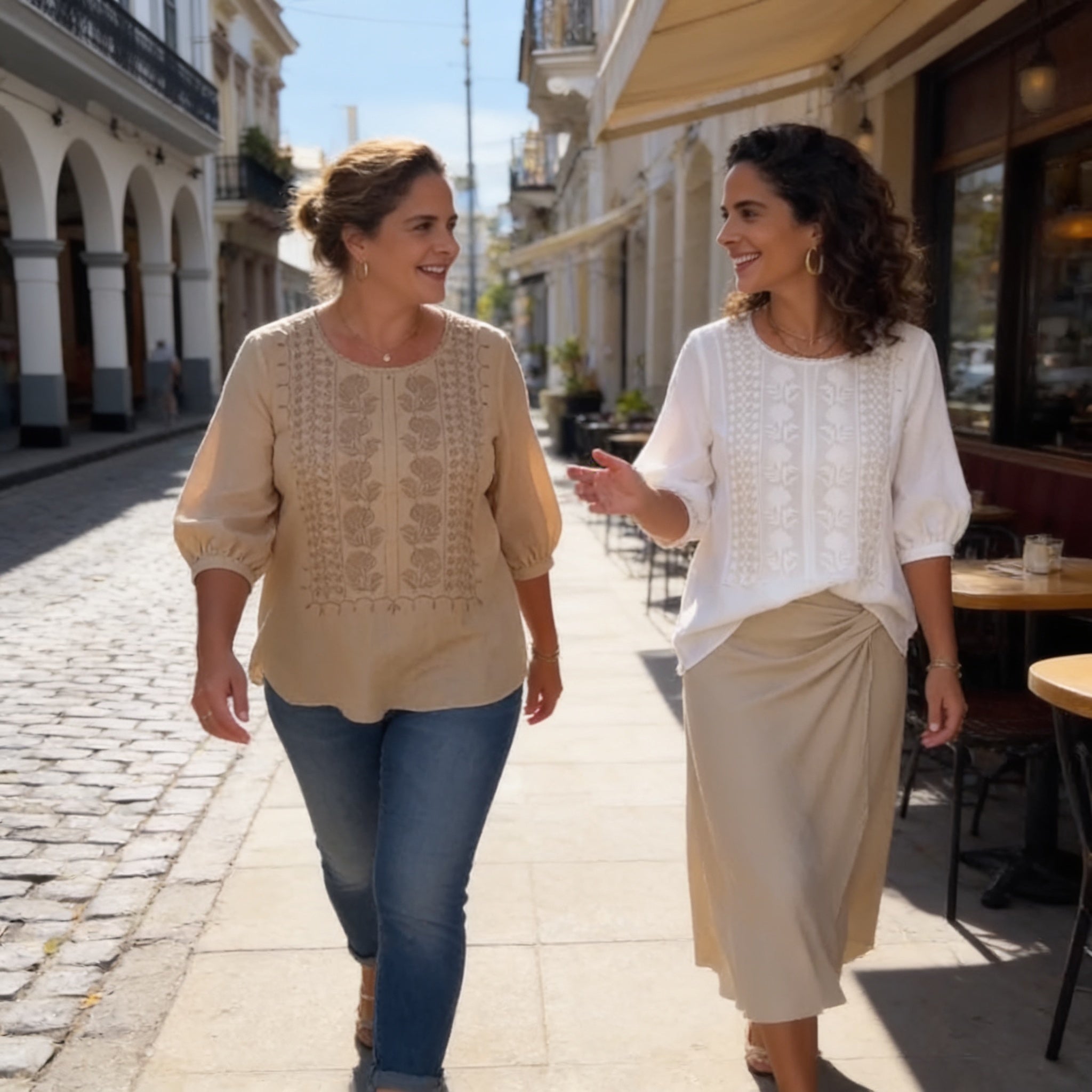 Women's Short Sleeve Shirt | Airy Viscose, Embroidered Detail | Summer