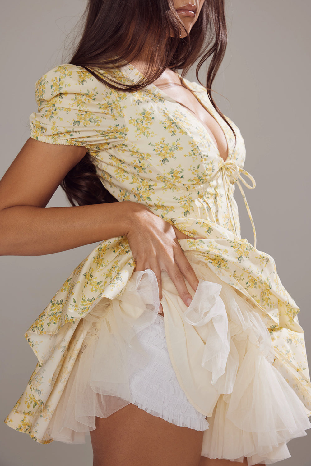 Floral Wrap Summer Dress | Mini V-Neck | Short Puff Sleeves